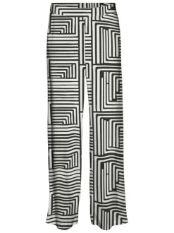 Chino noir à imprimé géométrique all-over avec une coupe bootcut