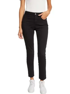 Chino noir uni avec une coupe slim et une fermeture zippée à bouton