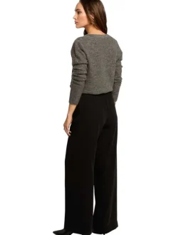 Chino noir uni à coupe bootcut et taille élastiquée et poches à l'italienne