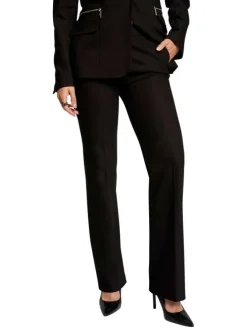 Chino noir uni à coupe cigarette avec 2 poches latérales et 2 plis marqués