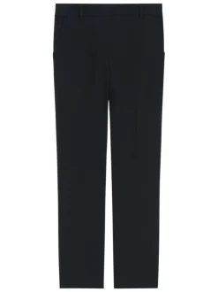 Chino noir uni à coupe droite avec poches passepoilées arrière