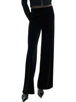 Chino noir uni en velours avec une coupe bootcut et fermeture zippée