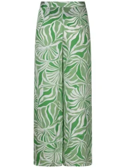 Chino paula loose pant vert avec des imprimés et une coupe droite