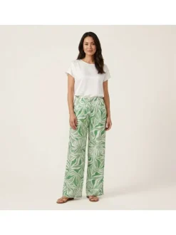 Chino paula loose pant vert avec des imprimés et une coupe droite