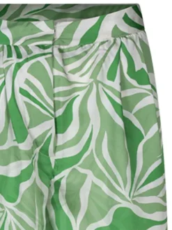 Chino paula loose pant vert avec des imprimés et une coupe droite