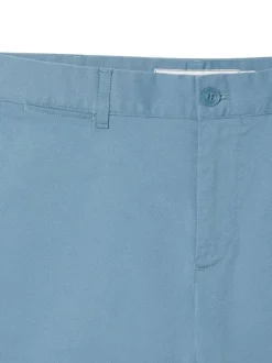 Chino 5 poches en coton bleu uni avec une coupe slim fit et une taille mi-haute