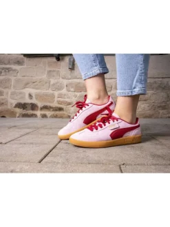 Chino rouge uni bootcut avec taille élastiquée à fronces et poches