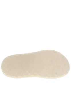 Claquettes beige moulées à semelle plateforme basse et bande élastiquée