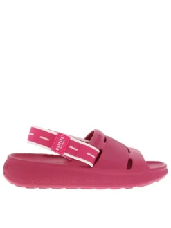 Claquettes fuchsia moulées à semelle plateforme basse et bande élastiquée