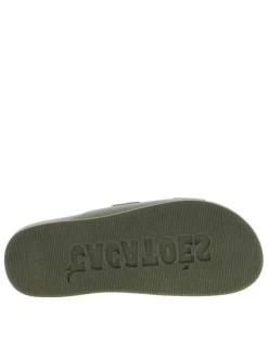 Claquettes kaki à semelle plate avec jeu de double bride moulée