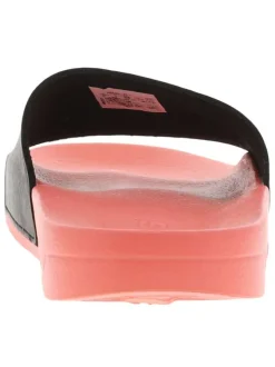 Claquettes noires à semelle saumon et semelle ergonomique antidérapante