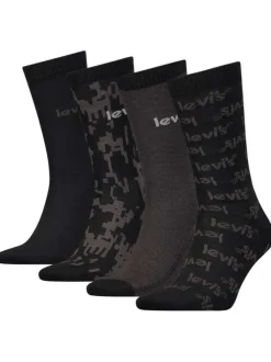 Coffret 4 paires de chaussettes hautes en coton stretch noir, taupe, camouflage