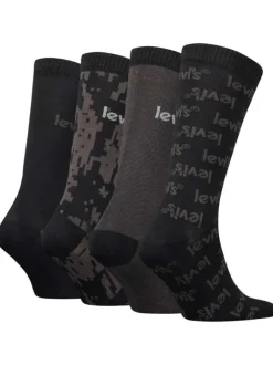 Coffret 4 paires de chaussettes hautes en coton stretch noir, taupe, camouflage