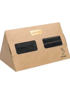 Coffret 4 paires de chaussettes hautes en coton stretch gris et rayées