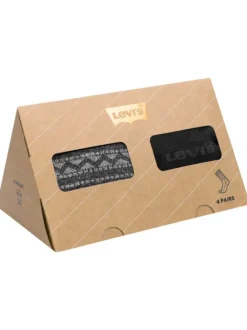 Coffret 4 paires de chaussettes hautes en coton stretch gris et rayées