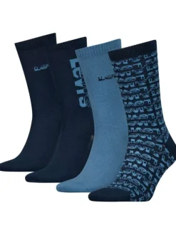 Coffret 4 paires de chaussettes hautes en coton mélangé à nuances de bleu