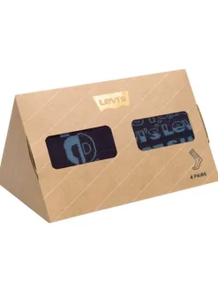 Coffret 4 paires de chaussettes hautes en coton mélangé à nuances de bleu
