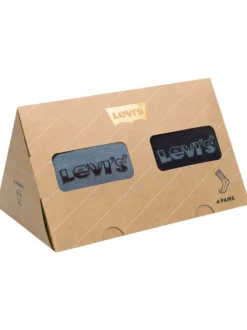 Coffret 4 paires de chaussettes hautes en coton mélangé à nuances de bleu