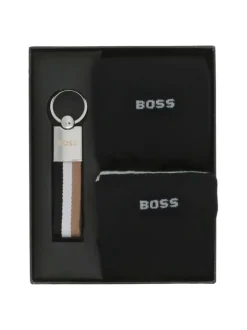 Coffret de 2 paires de chaussettes taille haute noires unies avec un porte clé