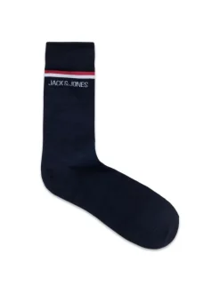 Coffret de chaussettes hautes en coton mélangé marine coupe haute rayées, à pois et unies