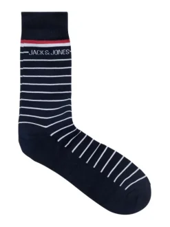 Coffret de chaussettes hautes en coton mélangé marine coupe haute rayées, à pois et unies