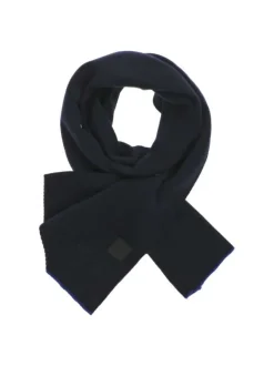 Coffret bonnet et écharpe en laine mélangée bleus marine unis