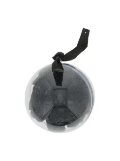 Coffret boule de noël avec 2 paires de chaussettes noires à lurex argenté