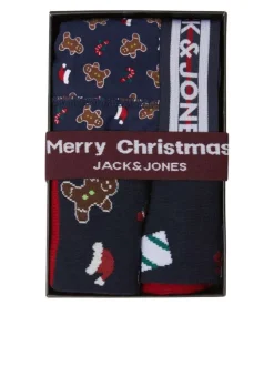 Coffret boxer et chaussettes en coton marine avec des imprimés