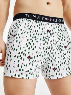 Coffret boxer et chaussettes noires avec motifs Noël en coton