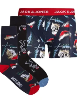 Coffret boxer marine et chaussettes en coton avec des imprimés