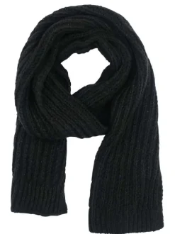 Coffret noir bonnet et écharpe en maille torsadée
