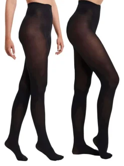 Collants moulants noirs unis opaques et avec une taille haute