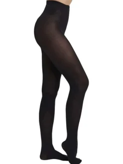 Collants moulants noirs unis opaques et avec une taille haute