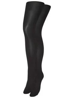 Collants moulants noirs unis opaques et avec une taille haute