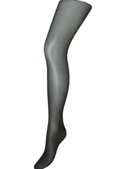 Collants noirs unis semi-transparent à doublure opaque de la taille aux cuisses