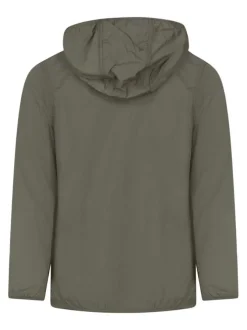 Coupe-vent à capuche kaki uni avec une coupe ajustée et des manches longues