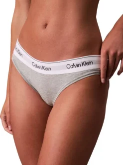 Culotte en coton mélangé grise unie avec une ceinture blanche élastiquée