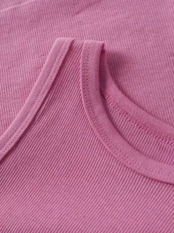 Débardeur en coton biologique rose uni pourvu d'un col rond