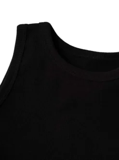 Débardeur en coton biologique noir côtelé avec une coupe près du corps