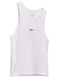 Débardeur en coton blanc uni avec une coupe ajustée et un col rond