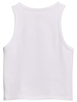 Débardeur en coton blanc uni avec une coupe ajustée et un col rond