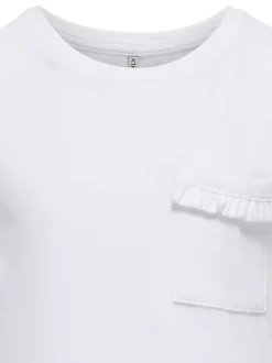 Débardeur en coton blanc uni coupe droite avec un col rond et poche poitrine