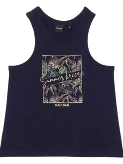 Débardeur marine uni coupe droite avec un col rond et nom floqué