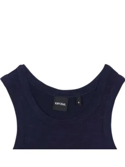 Débardeur marine uni coupe droite avec un col rond et nom floqué