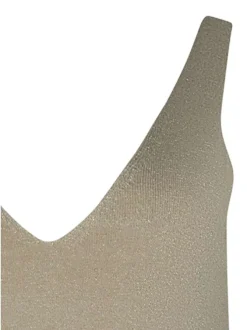 Débardeur beige sans manche à coupe droite pourvu d'un col v
