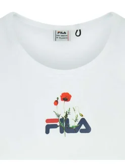 Débardeur blanc en coton uni avec logo floqué coupe droite col rond