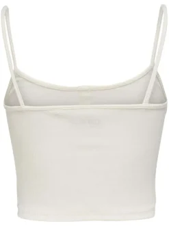 Débardeur blanc en coton uni coupe crop top col rond à bretelles boutonné