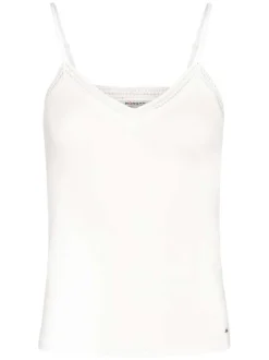 Débardeur blanc uni avec des bretelles et une coupe droite à col v