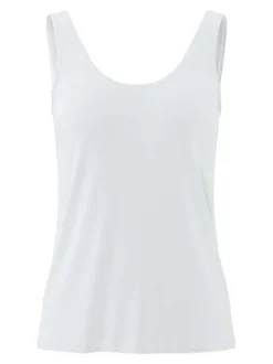 Débardeur blanc uni avec un décolleté rond à l'avant et au dos