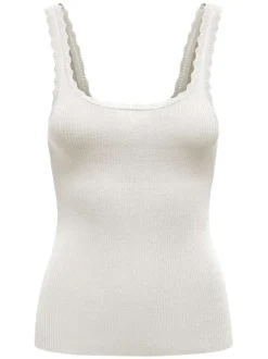 Débardeur blanc uni coupe droite col carré et à manches à bretelles